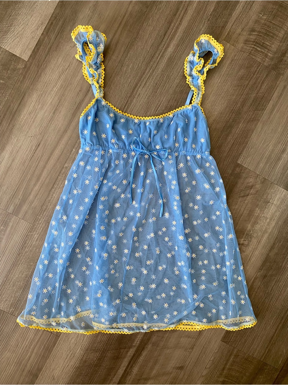 Out From Under (Urban Outfitters) Blue Daisy Mesh Nightie